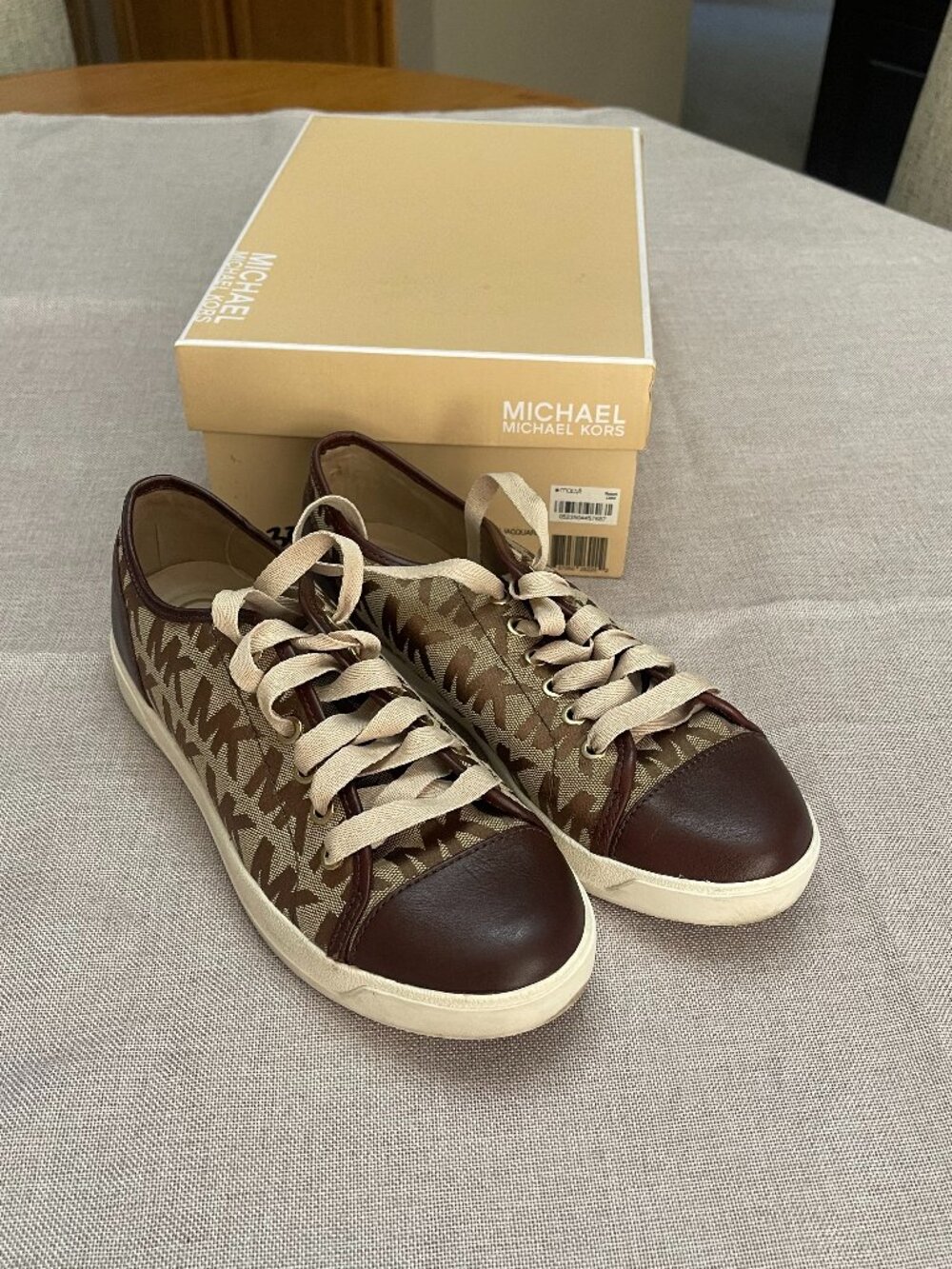 Michael Kors City Sneaker Monogram Jacquard Sneakers - Women's Size 9, Mocha